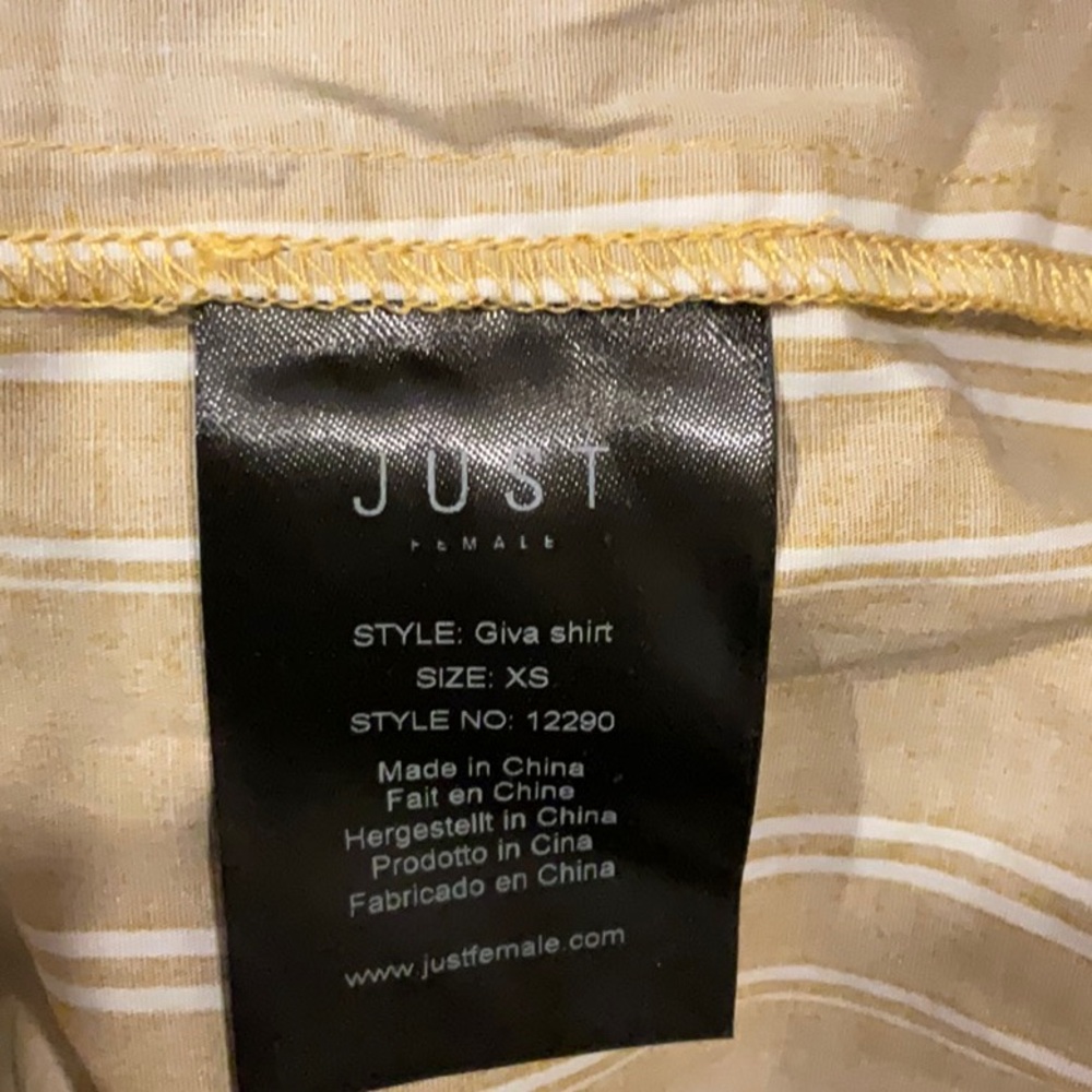 Free People X Just Female Giva Striped Button Down Shirt NWT Sz XS PTP 18 $140 - Picture 10 of 11